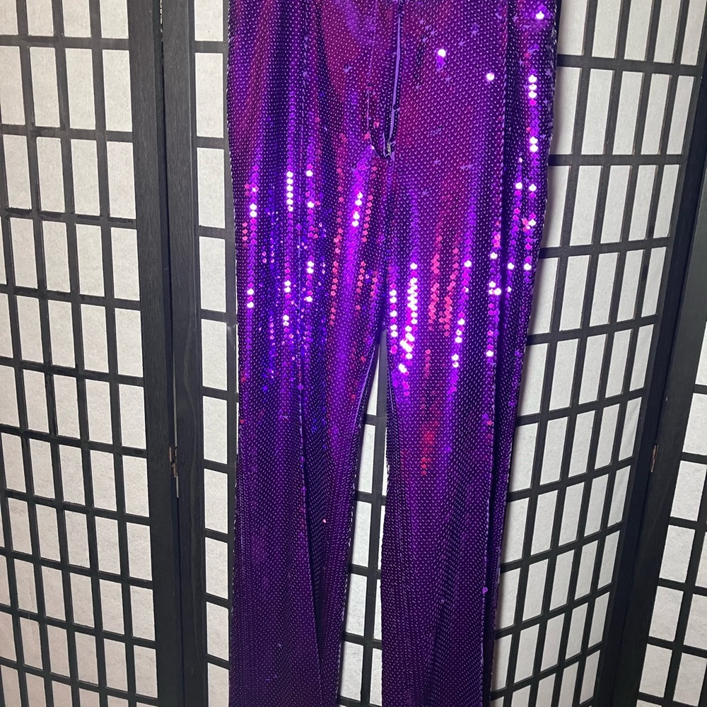 Paco Rabanne & H&M Purple Sequin Flare Pants